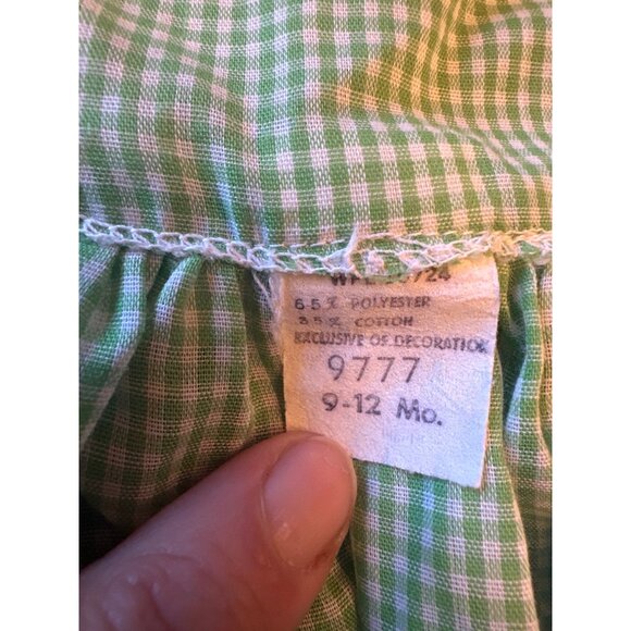 Bett Trell Johnston Baby Dress Set 9-12 Mo Green Gingham & Embroidered Daisies - Picture 4 of 5